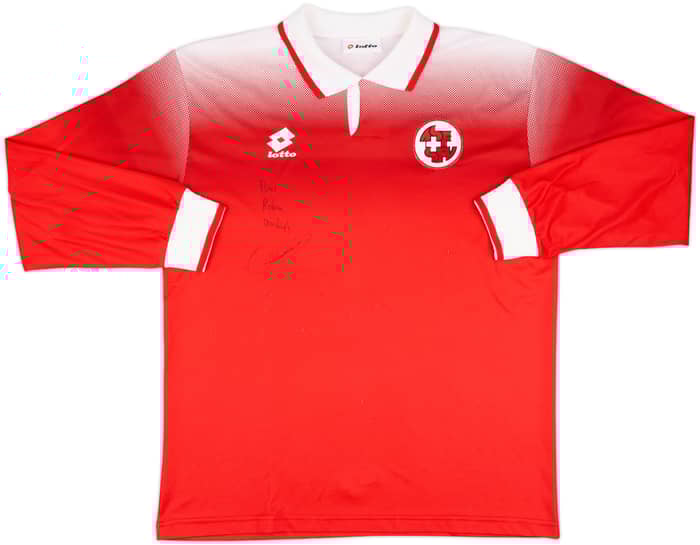 1996-98 Switzerland Match Issue Signed Home L/S Shirt #4