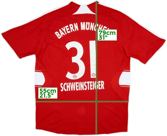 Camiseta de local del Bayern Munich 2007-08 Schweinsteiger #31 - 5/10 - (L)