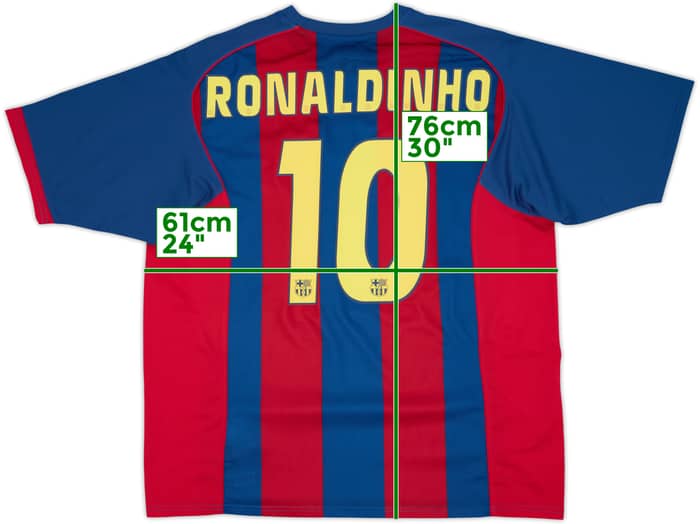 Camiseta básica de local del Barcelona 2004-05 Ronaldinho #10 - 8/10 - (XL)