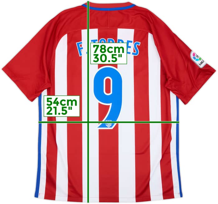 2016-17 Atletico Madrid Home Shirt F. Torres #9 - 6/10 - (L)
