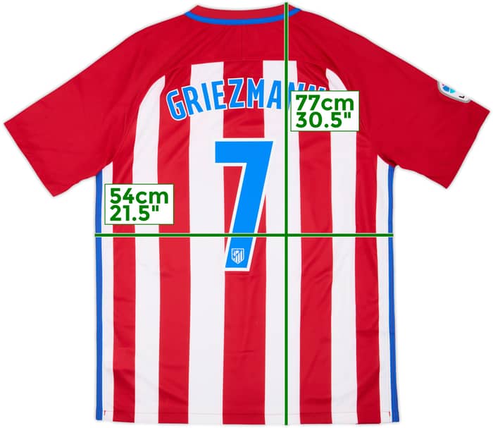 2016-17 Atletico Madrid Home Shirt Griezmann #7 - 6/10 - (L)