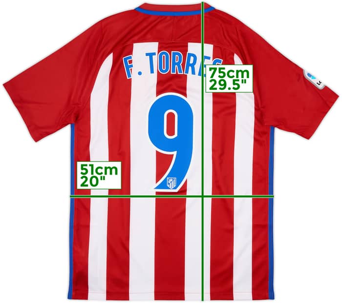 2016-17 Atletico Madrid Home Shirt Torres #9 - 6/10 - (M)