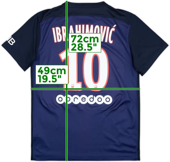 2015-16 Paris Saint-Germain Home Shirt Ibrahimovic #10 - 7/10 - (M)