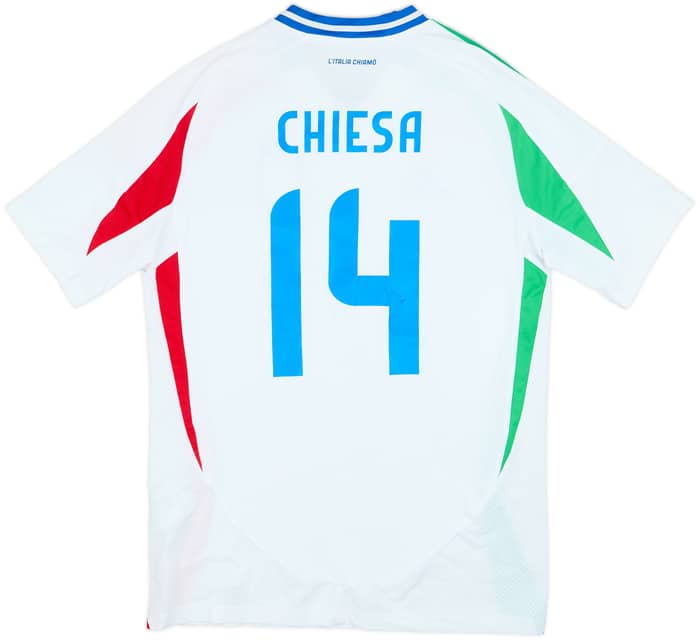 2024-25 Italy Away Shirt Chiesa #14 - 6/10 - (XL.Boys)