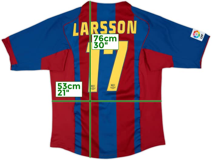 2004-05 Barcelona Home Shirt Larsson #17 - 7/10 - (L)