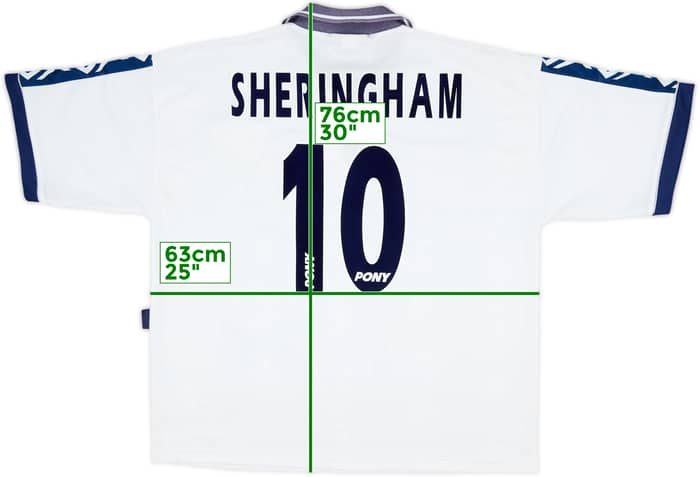 1995-97 Tottenham Home Shirt Sheringham #10 - 6/10 - (XL)