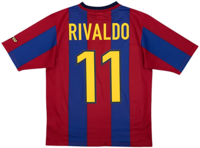 1998-00 Barcelona Basic Home Shirt Rivaldo #11 - 10/10 - (XL.Boys)