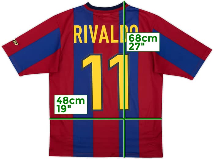 1998-00 Barcelona Basic Home Shirt Rivaldo #11 - 10/10 - (XL.Boys)