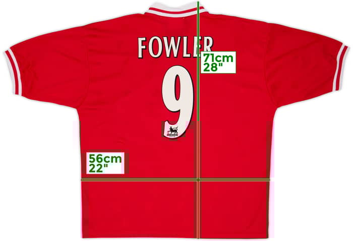 1996-98 Liverpool Home Shirt Fowler #9 - 9/10 - (XL)
