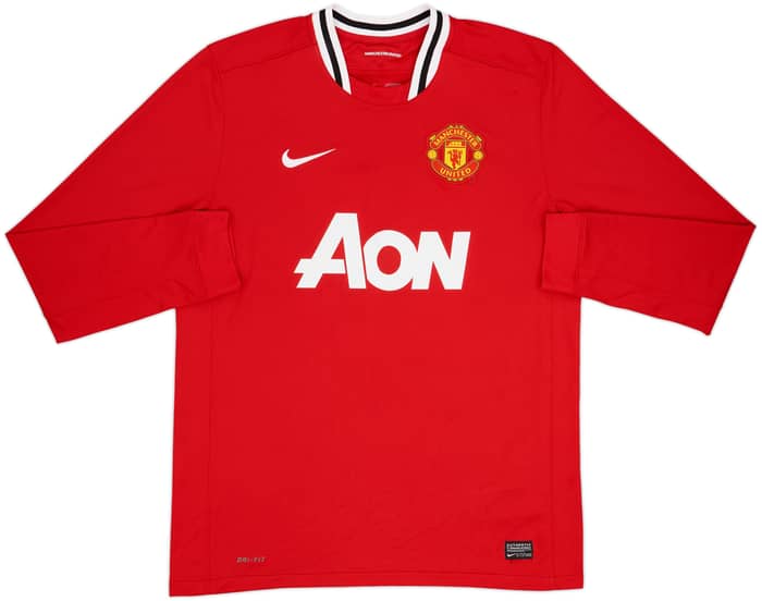 2011-12 Manchester United Home L/S Shirt Valencia #25 - 7/10 - (L)