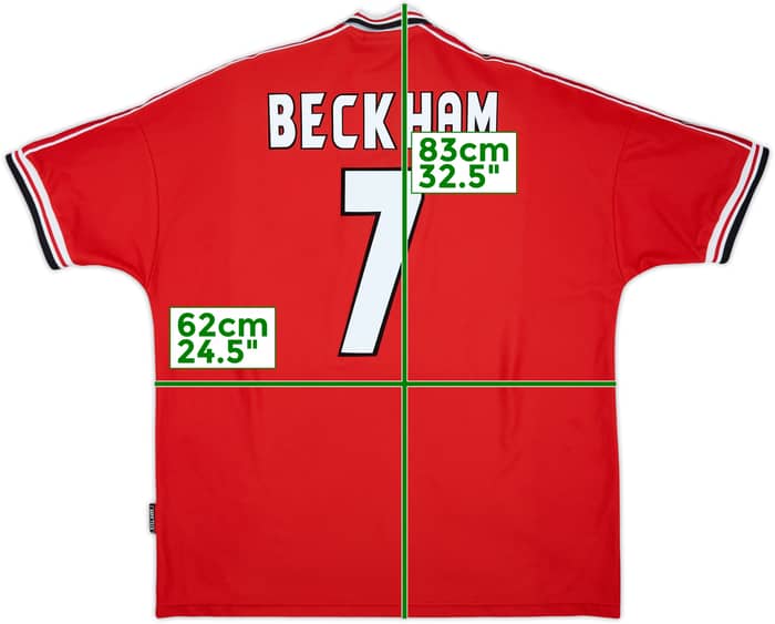 1998-00 Manchester United Home Shirt Beckham #7 - 7/10 - (XXL)