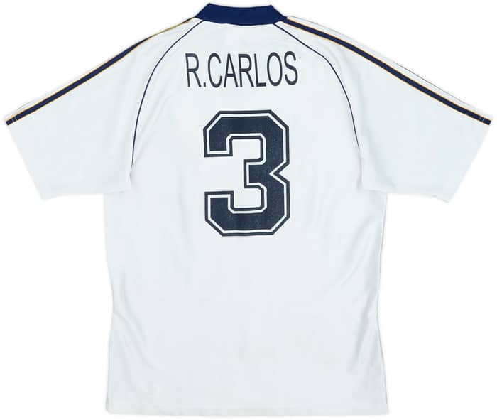 1998-00 Real Madrid Home Shirt R.Carlos #3 - 7/10 - (XL.Boys)