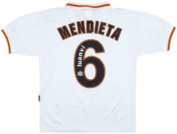 1998-99 Valencia Home Shirt Mendieta #6 - 9/10 - (S)