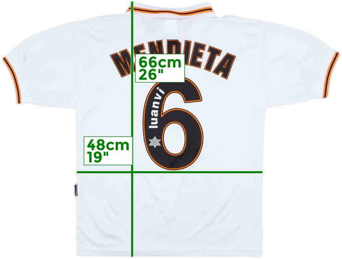1998-99 Valencia Home Shirt Mendieta #6 - 9/10 - (S)