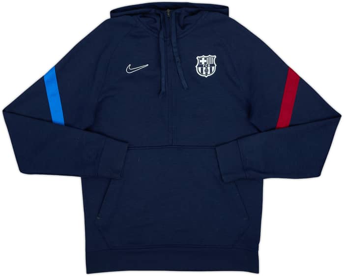 2021-22 Barcelona Nike 1/2 Zip Hooded Sweat Top - 8/10 - (S)