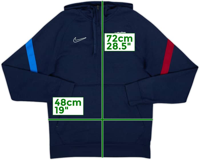 2021-22 Barcelona Nike 1/2 Zip Hooded Sweat Top - 8/10 - (S)