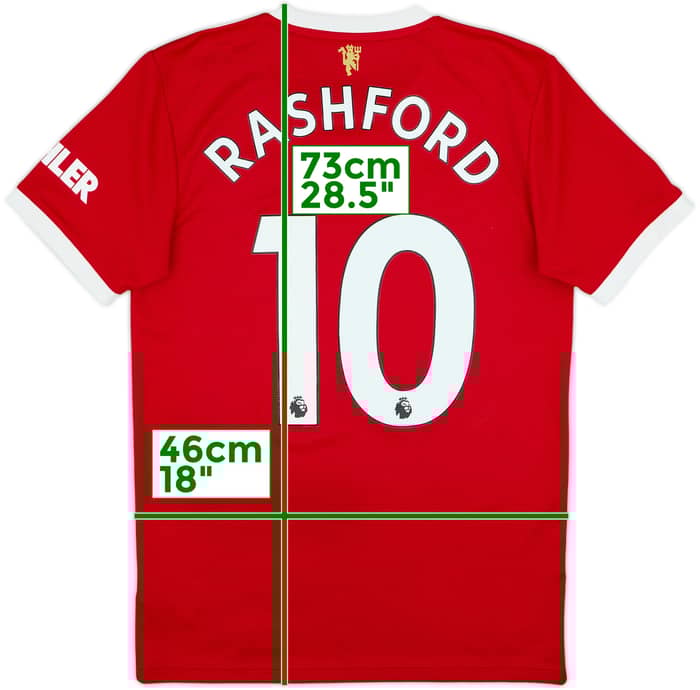 2021-22 Manchester United Home Shirt Rashford #10 - 8/10 - (S)