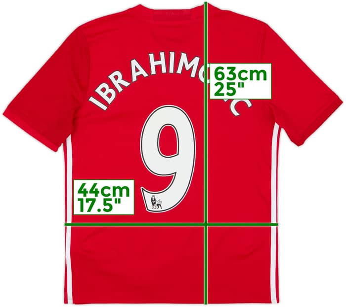 2016-17 Manchester United Home Shirt Ibrahimovic #9 - 9/10 - (L.Boys)