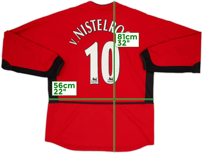 2002-04 Manchester United Home L/S Shirt V.Nistelrooy #10 - 7/10 - (L)