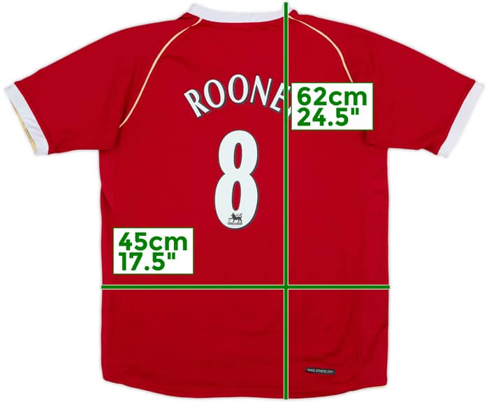 2006-07 Manchester United Home Shirt Rooney #8 - 6/10 - (L.Boys)