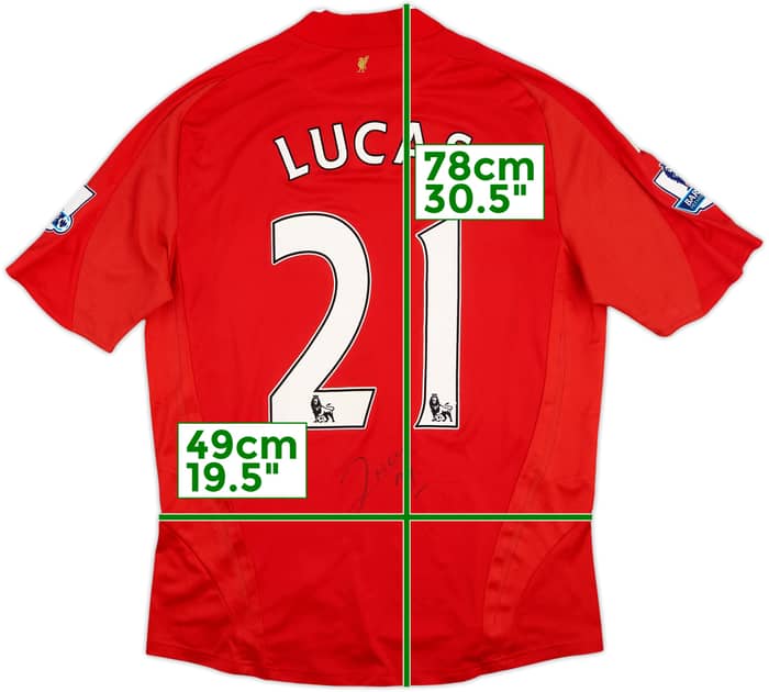 2008-10 Liverpool Player Issue Signed Home Shirt Lucas #21 - 8/10 - (L)