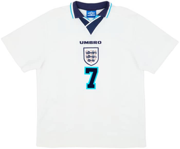 1995-97 England Home Shirt Beckham #7 - 6/10 - (L)