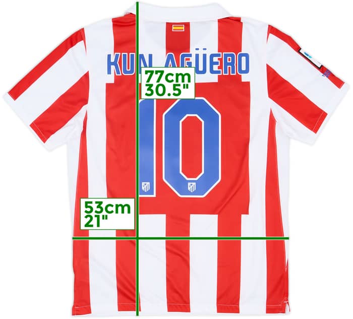 2010-11 Atletico Madrid Home Shirt Kun Aguero #10 - 8/10 - (L)