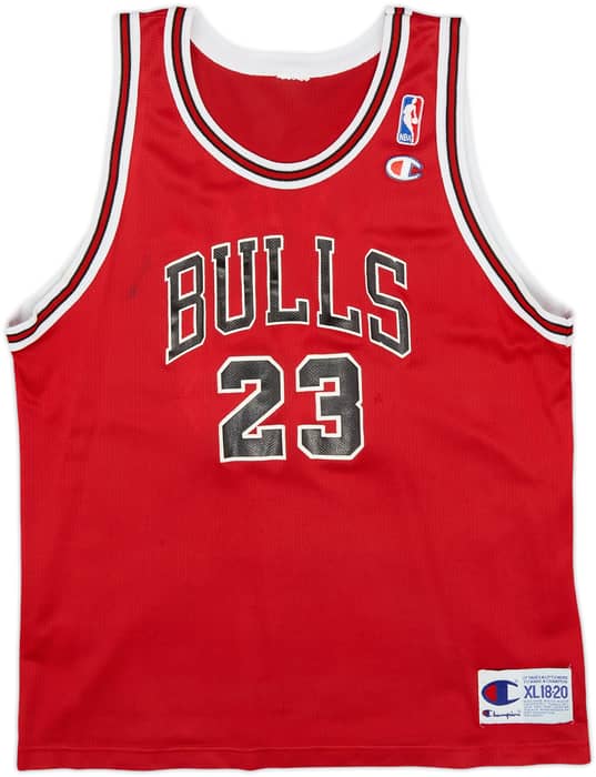1995-98 Chicago Bulls Jordan #23 Champion Away Jersey - 6/10 - (XL.Boys)
