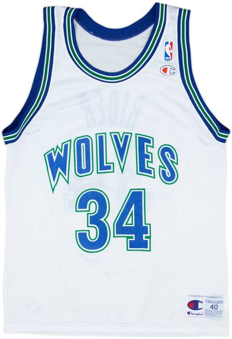 1993-95 Minnesota Timberwolves Rider #34 Champion Home Jersey - 9/10 - (M)