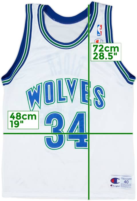 1993-95 Minnesota Timberwolves Rider #34 Champion Home Jersey - 9/10 - (M)