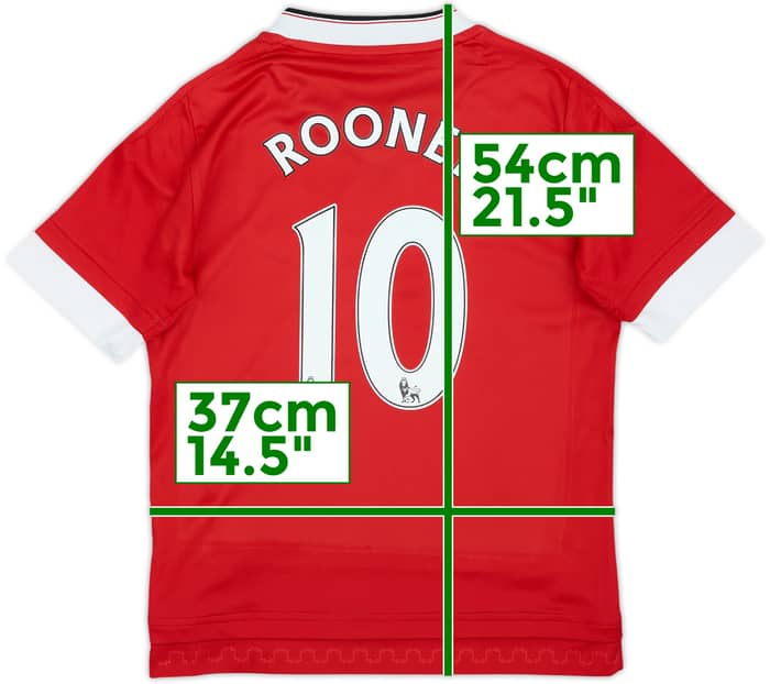 2015-16 Manchester United Home Shirt Rooney #10 - 8/10 - (S.Boys)