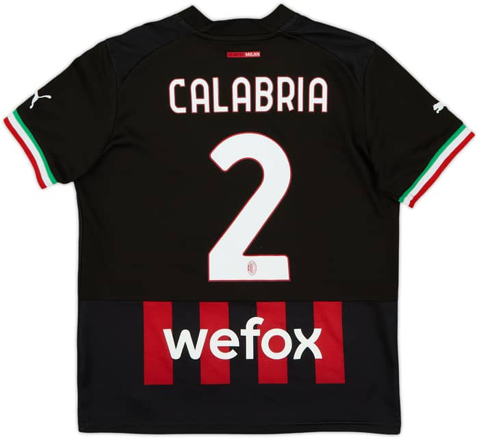 2022-23 AC Milan Home Shirt Calabria #2 - 8/10 - (M.Boys)