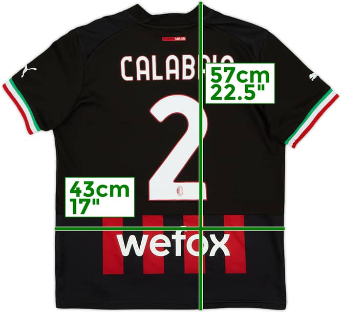 2022-23 AC Milan Home Shirt Calabria #2 - 8/10 - (M.Boys)