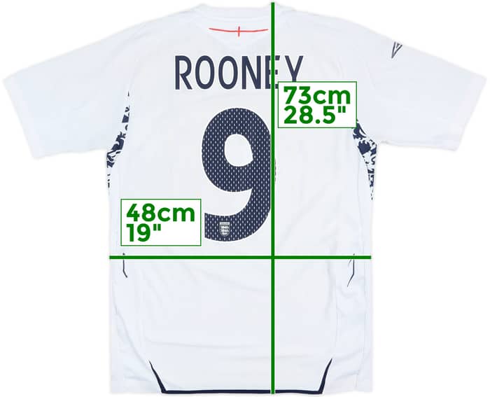 2007-09 England Home Shirt Rooney #9 - 5/10 - (M)