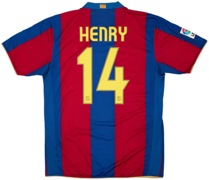 2007-08 Barcelona Home Shirt Henry #14 - 8/10 - (L)