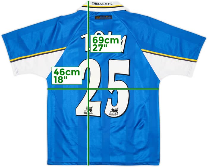 1997-99 Chelsea Home Shirt Zola #25 - 8/10 - (Y)