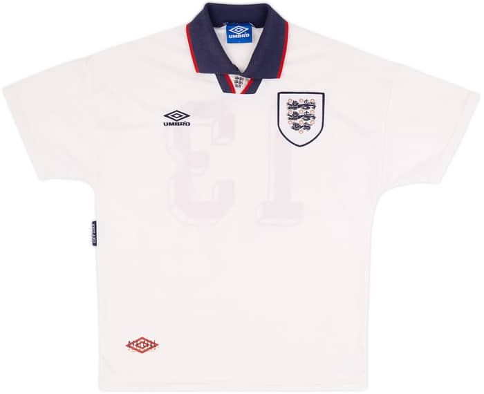 1993-95 England Home Shirt #13 - 8/10 - (L)