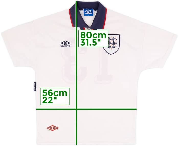 1993-95 England Home Shirt #13 - 8/10 - (L)