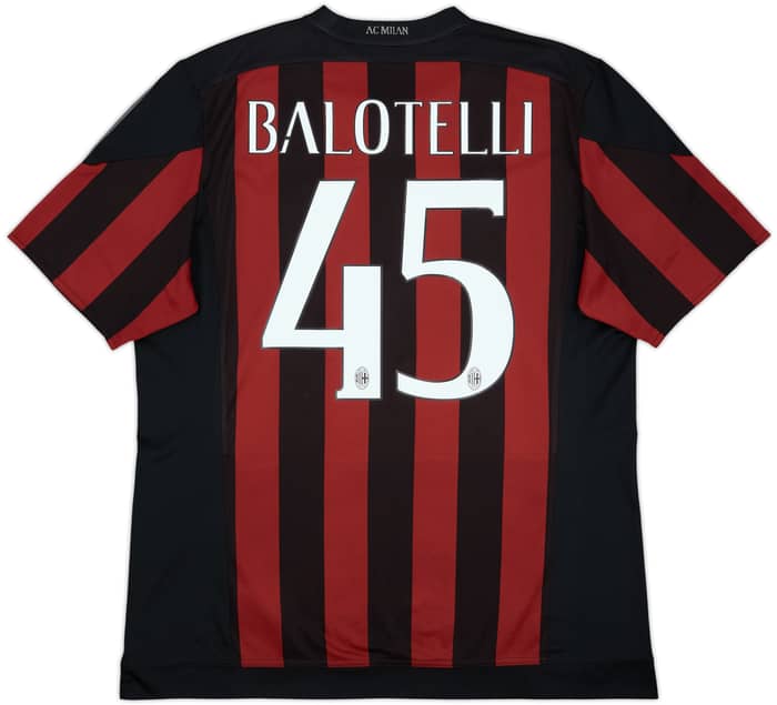 2015-16 AC Milan Home Shirt Balotelli #45 - 8/10 - (XL)