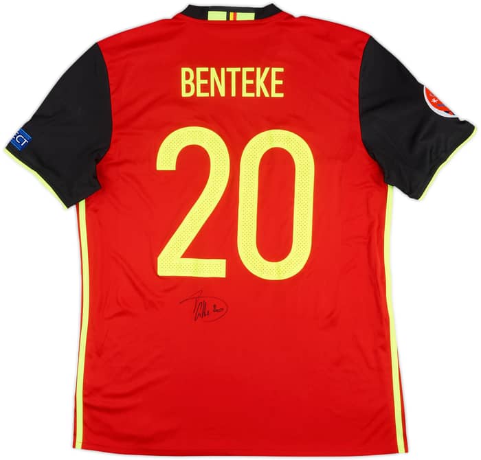 2016 Belgium Player Issue Signed Euro 2016 Home Shirt Benteke #20 - 5/10 - (L)