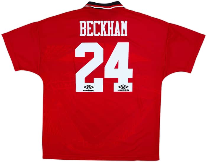 1994-96 Manchester United Home Shirt Beckham #24 - 9/10 - (XL)