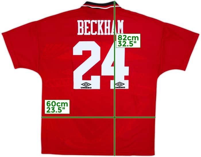 1994-96 Manchester United Home Shirt Beckham #24 - 9/10 - (XL)