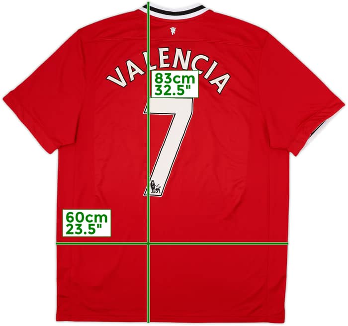 2011-12 Manchester United Home Shirt Valencia #7 - 8/10 - (XL)