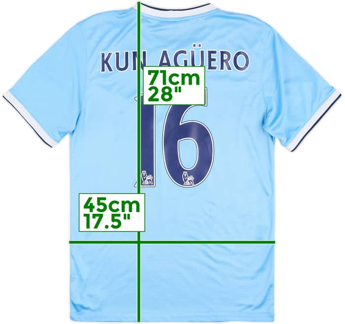 2013-14 Manchester City Camiseta Local Kun Aguero #16 - 7/10 - (S)