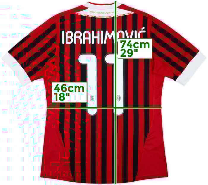 2011-12 AC Milan Home Shirt Ibrahimovic #11 - 6/10 - (S)