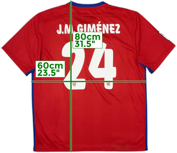 2015-16 Atletico Madrid Home Shirt J.Gimenez #24 - 8/10 - (XL)
