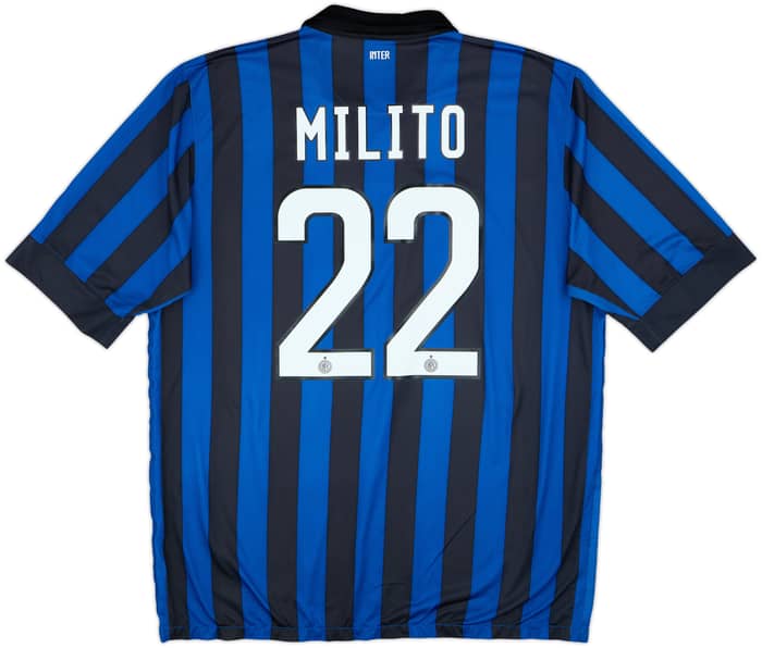 2011-12 Inter Milan Home Shirt Milito #22 - 7/10 - (XL)