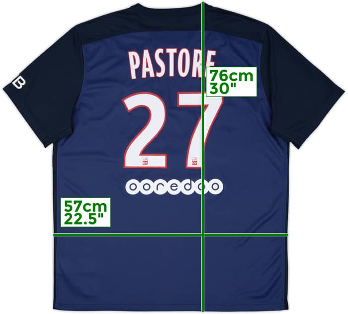 2015-16 Paris Saint-Germain Home Shirt Pastore #27 - 6/10 - (XL)