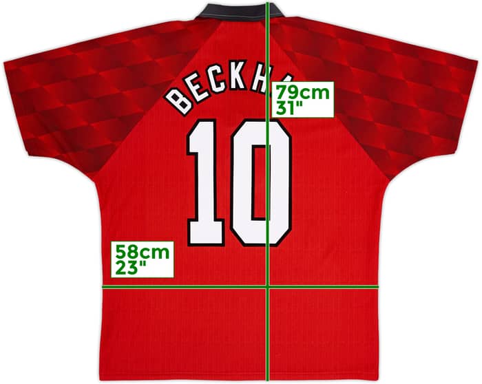1996-98 Manchester United Home Shirt Beckham #10 - 8/10 - (L)