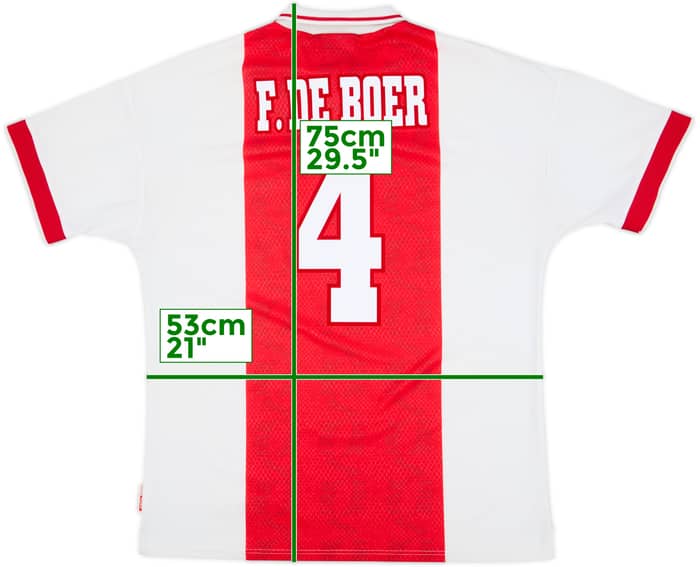 1998-99 Ajax Home Shirt F.De Boer #4 - 8/10 - (L)